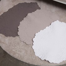 프렌치 자수 누빔 코튼 타원형 발매트 1P(3컬러) 45x65cm 욕실 화장실 발매트, 베이지
