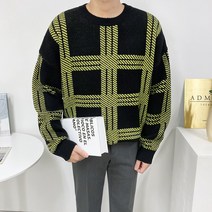 애드매이브 두꺼운 제니 배색 오버핏 체크 니트(8color)