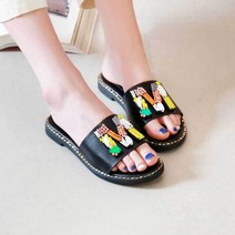 여자 슬리퍼 컬러풀 비즈 장식 사무실 교실 실내화