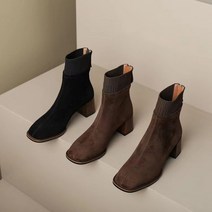 오늘출발 6.5cm 사각코 삭스탑st 앵클 부츠