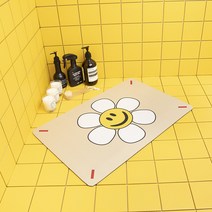 84x84 3세대 빨아쓰는 욕실 주방 규조토 발매트, 베이지 데이지