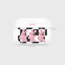 앤커버 RIBBON RABBIT CHECKERBOARD-CLEAR PINK(에어팟시리즈)
