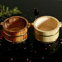 스테인레스 스틸 라이너 나무 공기 덮밥그릇 일식 장어덮밥 돈부리, 내츄럴 컬러 16cm 나무 통 + 라이너