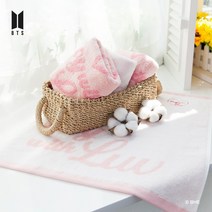 무한타올 BTS Boy with Luv 선염 핸드타월 2종 세트, 화이트, 핑크, 1세트