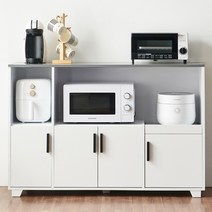 코지 주방 부엌 에어프라이어 받침대 와이드 넓은 홈카페 전자렌지 수납장 정수기다이 밥통 밥솥다이 선반 렌지대 1200, 화이트(그레이 상판)