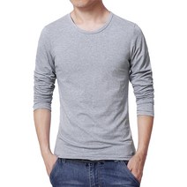 방검복 경찰방검복 방검조끼 남성 셔츠 단색 하프 하이 칼라 가을 탑 캐주얼 긴 소매 기본 수축 방지 탄성, 04 O Neck-Light Grey_03 XL