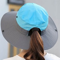 사파리 여성 등산모자 묶음머리 홀, 옐로우