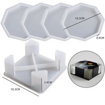 컵 코스터 수지 몰드 DIY 공예 UV 에폭시 실리콘 둥근 사각형 보관 테이블 거울 크리스탈 매트, Octangle_2