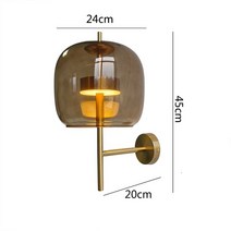 스칸디나비아 Modern Led Creative Glass Wall Lamps Study Bedroom Living Room Bedside Decor Light Warm Luxu, [04] Amber Dia24cm, [01] Warm White (2700-3500K)