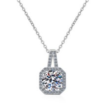 모이사나이트 인조다이아몬드 인조다이아 0.5-2ct 펜던트 목걸이 스털링 실버 d 컬러 아이디얼 컷 다이아몬드 목걸이 여성용 기념일 선물 파인 쥬얼리