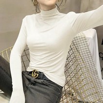 에르모소 1+1 겨울 무지 슬림 기모 목폴라 여성 긴팔 티셔츠 H-C014-1