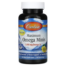 칼슨 맥시멈 오메가 미니스 천연 레몬 500mg 미니 소프트젤 60정 406278, 120 개