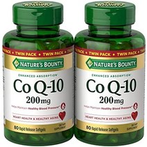 자연의 현상금 coq10 200mg 소프트젤 심장 건강 앰프 세포 에너지 지원 트윈 팩 160 신속 방출 소프트젤, 80카운트(2개 팩)