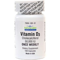 Nivagen - Cholecalciferol Vitamin D3 비타민D3 50 000 IU 100정, 1개