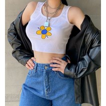 써니 플라워 크롭 탑