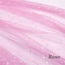 반짝이 스타 인쇄 얇은 명주 그물 원단 여자를위한 155cm 너비 여름 드레스 공주 드레스 수제 DIY 의류 장식 원단, Rose, Rose_155X100CM