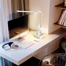 공부 선물 독서 용 더블헤드 USB 충전식 각도조절 데스크 와이드 터치형 LED 시력보호 스탠드, 블루