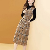 [Myshe]가을 모직 멜빵원피스 여성 패션 조끼 원피스 qxz1101YCbx1
