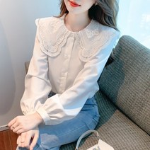 봄 칼라 화이트 레이스 블라우스 블라우스 코디 양기녀
