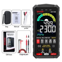 GVDA 디지털 멀티 미터 True RMS AC DC Ohm Hz 다이오드 커패시턴스 테스터 스마트 전압 측정기 6000 디지털 멀티 미터 계산, CHINA, GD119B-black