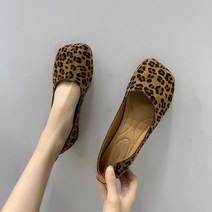 호피플랫 네모각 블랙 호피 레오파트 발편한 플랫슈즈