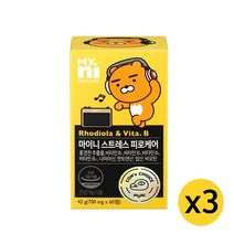 일동제약 마이니 스트레스케어비 스트레스 피로 영양제 고함량 비타민B1 B2 B6 B12 홍경천추출물 나이아신 판토텐산 엽산 비오틴 로사빈, 3병, 60정