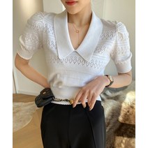 앙고라반팔니트 라쿤 퍼프 크롭 부클 여자 반팔 니트 알파카 케이블 브이넥 퍼니트 겨울 핑크