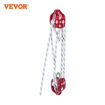 vevor 트윈 sheave 블록 및 태클 25-12 in 100-200 ft 브레이드 로프 30-35kn 6600-7705 lbs 리프팅 트렐리스 리깅 카고 슬링, 없음
