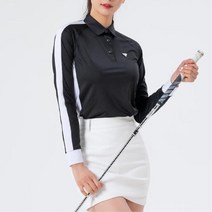 슬림룩 기능성 여성 골프 시보리 긴팔 라인 티셔츠 골프긴팔