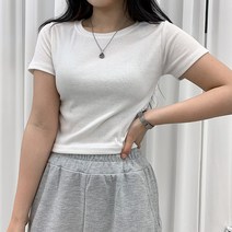[1+1 할인/텐션짱] 쫀쫀 크롭 무지 반팔 티셔츠 레이어드 반소매 스판