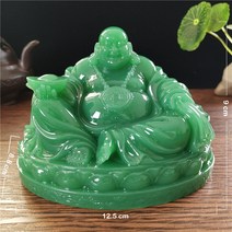 불상 부처 불교 염주 조각 관세음보살Chinese Feng Shui Laughing Buddha Statue Man-made Jade Stone Orna, 04 green
