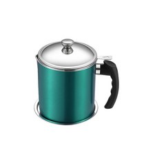 1.3L 스테인레스 스틸 오일 필터 베이컨 그리스 스트레이너 탱크 컨테이너 주전자 대용량 주방 요리 도구 그레이비 보트, [02] Green