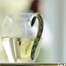 공도배 차 숙우 대만 Heware 유리 공정 컵 Yiran 농축 고온 내성 국화 컵 다기, 신제품 이란 피닉스 테일-그린