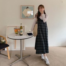 투게더 체크 뷔스티에 롱 원피스 가을 원피스 3color