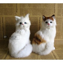 진짜같은 고양이 인형 봉제 고양이 인테리어 인테리어 선물 공예품 세트 세트 피규어 선물, 단옵