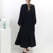 [스위트핑크] 뒷프릴 트임 원피스 // 간절기 무지 빅사이즈 루즈핏 오버사이즈 롱원피스 홈웨어