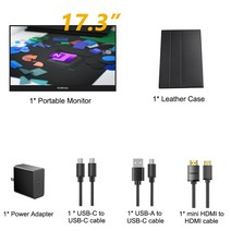 17.3 인치 144Hz/120Hz 휴대용 컴퓨터 모니터 PC 1920x1080 HDMI 1080P IPS WLED 게임 디스플레이 하이 헤르츠, CHINA_With Leather Case | JP 플