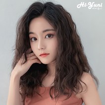하이유니 히피펌 반가발 셀프 붙임머리 여자 여성 헤어 피스 패션 부분 가발, 35cm, 라이트브라운