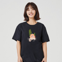 오너클랜 키밍 방콕 홈캉스 재택 여름흰티코디 라운드면티