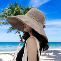 여름 휴가 스타일 햇빛 가리개 벙거지 와이드 챙모자 여자 휴양지피서지패션 바캉스룩