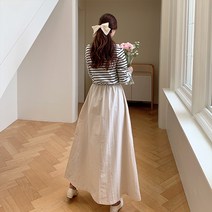 버터링 단가라 배색 원피스