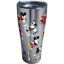 Tervis 1297812 미키마우스 아흔 살 생일 스테인리스 스틸 단열 텀블러 투명 및 블랙 망치 뚜껑 30온스 실버