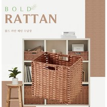 한샘 볼드 라탄패턴 다용도 리빙박스 수납 바스켓 깔끔 정리함 3P 이사용 정리용 인테리어, 내추럴(대)1개