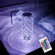 21세기트랜드 21c TREND 로즈 크리스탈 LED 충전식 무선 무드등, RGB컬러 로즈 크리스탈 무드등