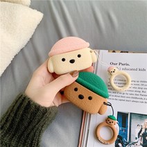 에어팟 3세대 케이스 커플 강아지 크림 브라운 실리콘 귀여운 에어팟 캐릭터 케이스, 3세대 커플 크림 강아지