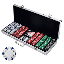 Trademark Poker 포커 칩 세트 텍사스 홀덤 블랙잭 휴대용 케이스 카드 버튼 및 주사위 스타일 카지노 칩 500개 11.5g ([영어] 버전), Poker Chip Set_300 Piece Poker
