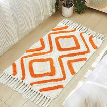 YesRug Boho 욕실 러그 61.4 x 91.4cm2 x 3피트 오렌지 러그 세탁 가능한 주방 러그 입구 러너 러그 수제 터프트 카펫 태슬 포함 농가 바닥 카펫 보헤미안