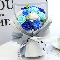 [ 장미 카네이션 꽃다발 ] 아르띠콜로 장미 비누꽃다발 10대 20대 30대 여자 생일선물 미니 조화 꽃다발 산소 조화 꽃다발 기념일 100일 선물 졸업 선물, 드림 블루