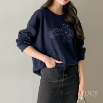루시 러블리 곰돌이 자수 라운드넥 맨투맨