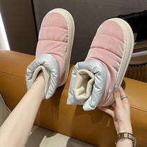 신상품 코튼 슬리퍼 여성용 통굽 겨울 학생용 패션 커플 실내 따뜻한 미끄럼 방지 스노우 부츠 플